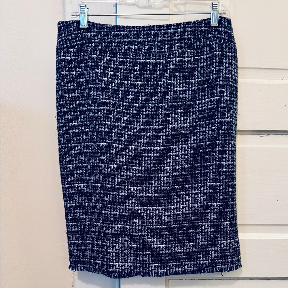 Carlisle Blue and White Pencil Skirt Knee-length Work